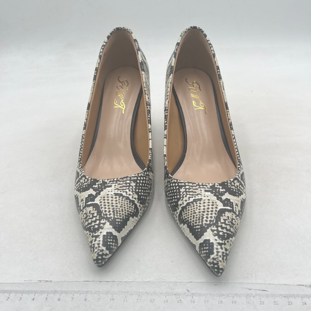 Fowt Snake Print Croc-Embossed Pointed Toe Pumps … - image 3